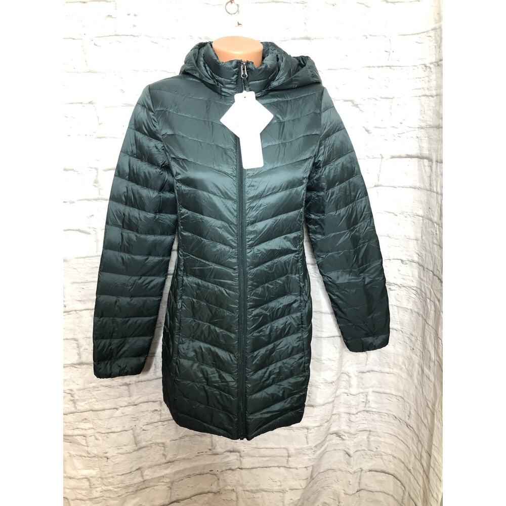 32 Degrees Heat Packable Down Jacket Women’s XS Green Removable Hood